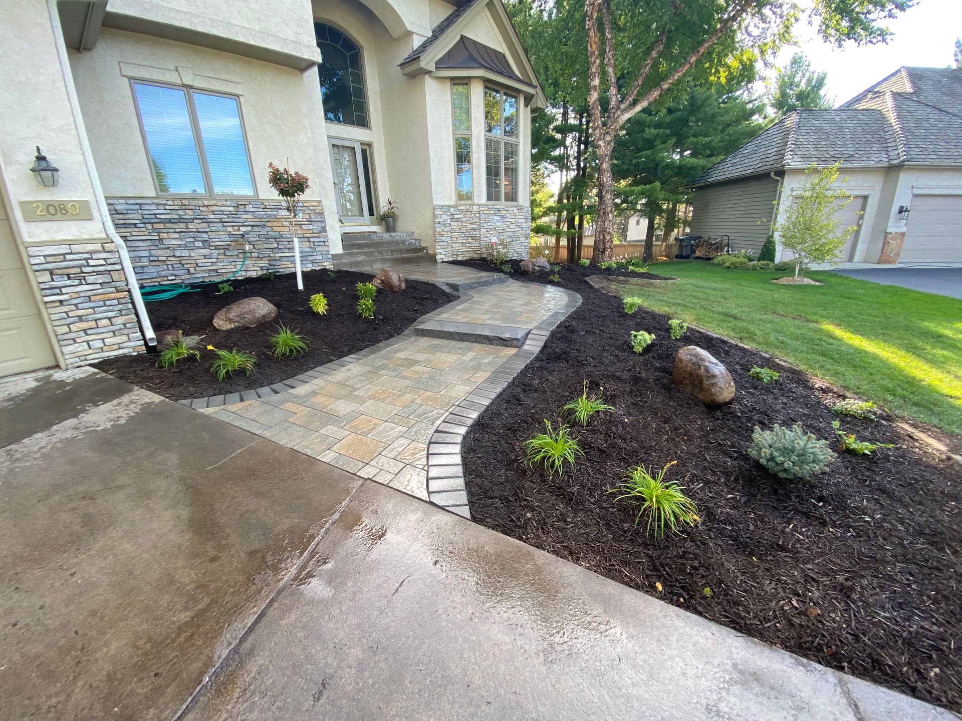 Gallery photos for Paver Walkway and Fresh Landscape Beds Boost Curb Appeal: Image #2