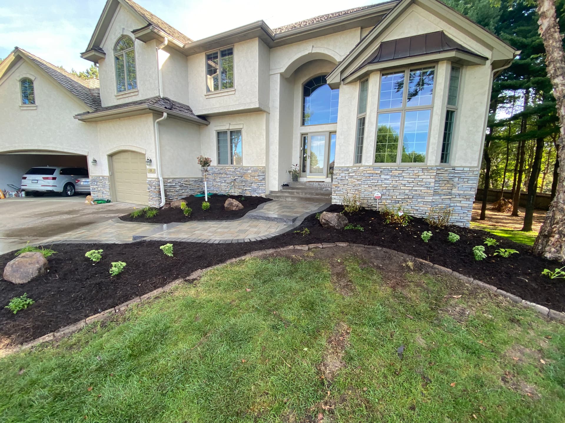Gallery photos for Paver Walkway and Fresh Landscape Beds Boost Curb Appeal: Image #3