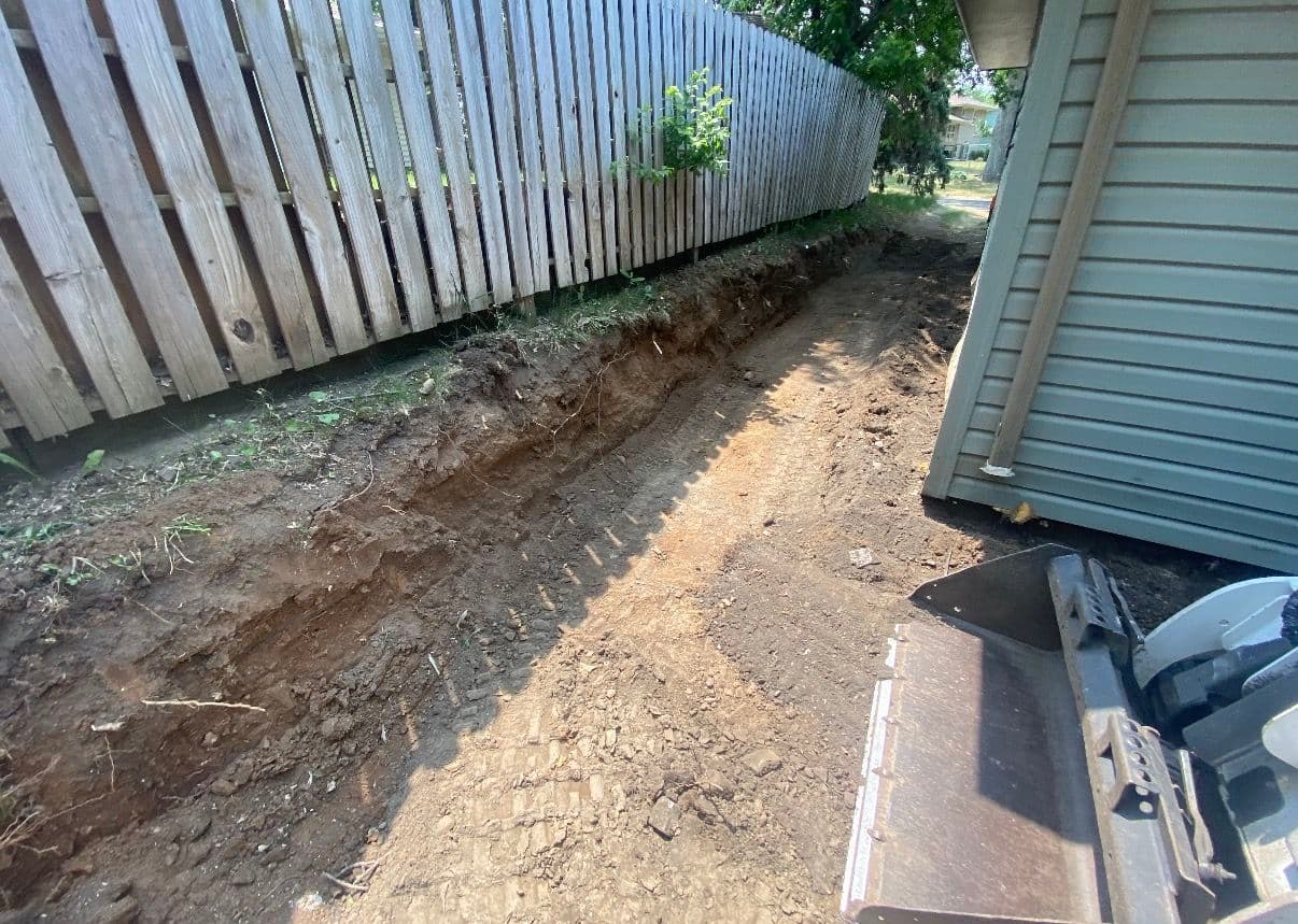 Gallery photos for Sloped Side Yard Turned Into a Lit Walkway and Retaining Wall: Image #1